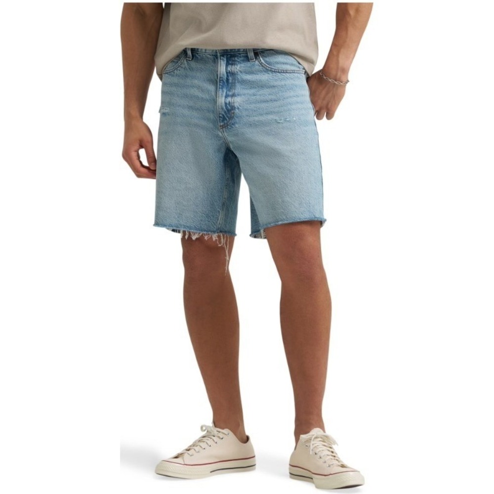 Lee Mens Heritage Five Pocket Denim Shorts Light Wash Raw Hem Size 44 NWT